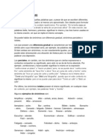 Palabras sinónimas, anonimas, polisemicas, ortografia y gramatica