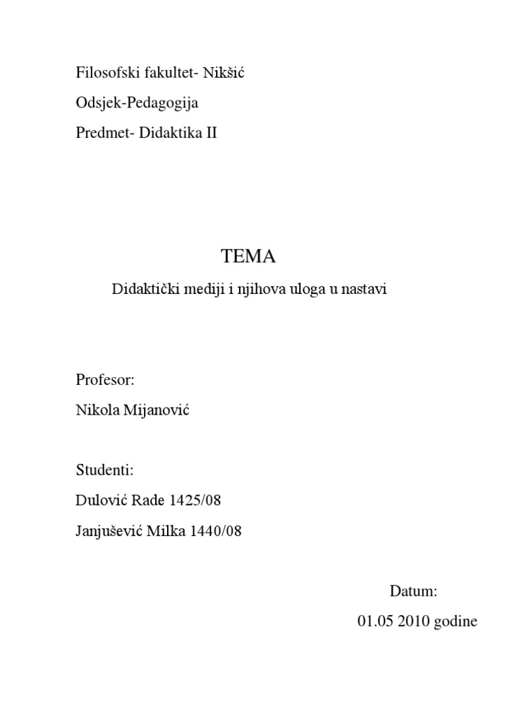 Filosofski Fakultet | PDF