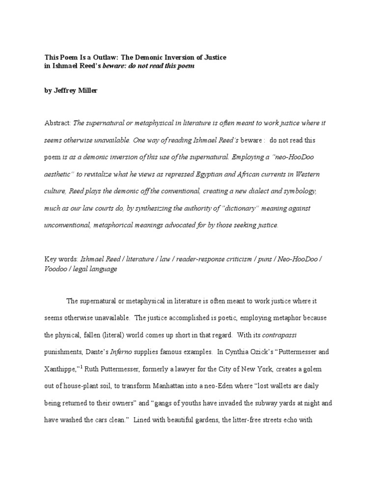 This Poem Subverts Literary Conventions | PDF | Haitian Vodou | Poetry