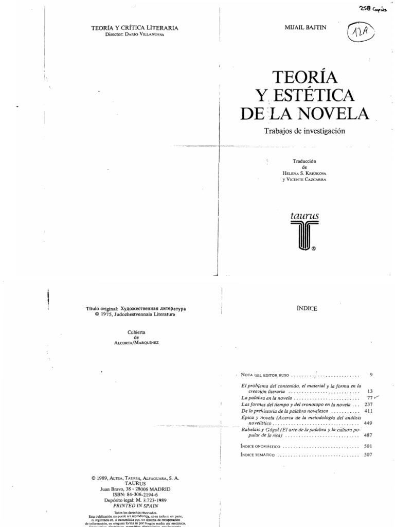 Bajtin Mijail - Teoria y Estetica de La Novela | PDF