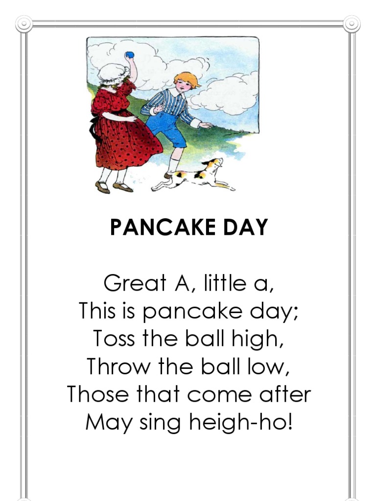 Pancake Day Great A, Little A, This Is Pancake Day Toss The Ball High