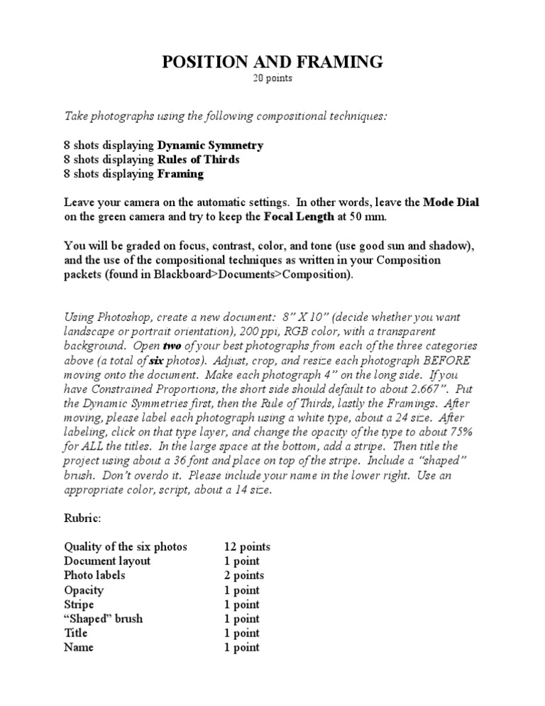 Photography Composition Techniques Project | PDF | Art | Computers