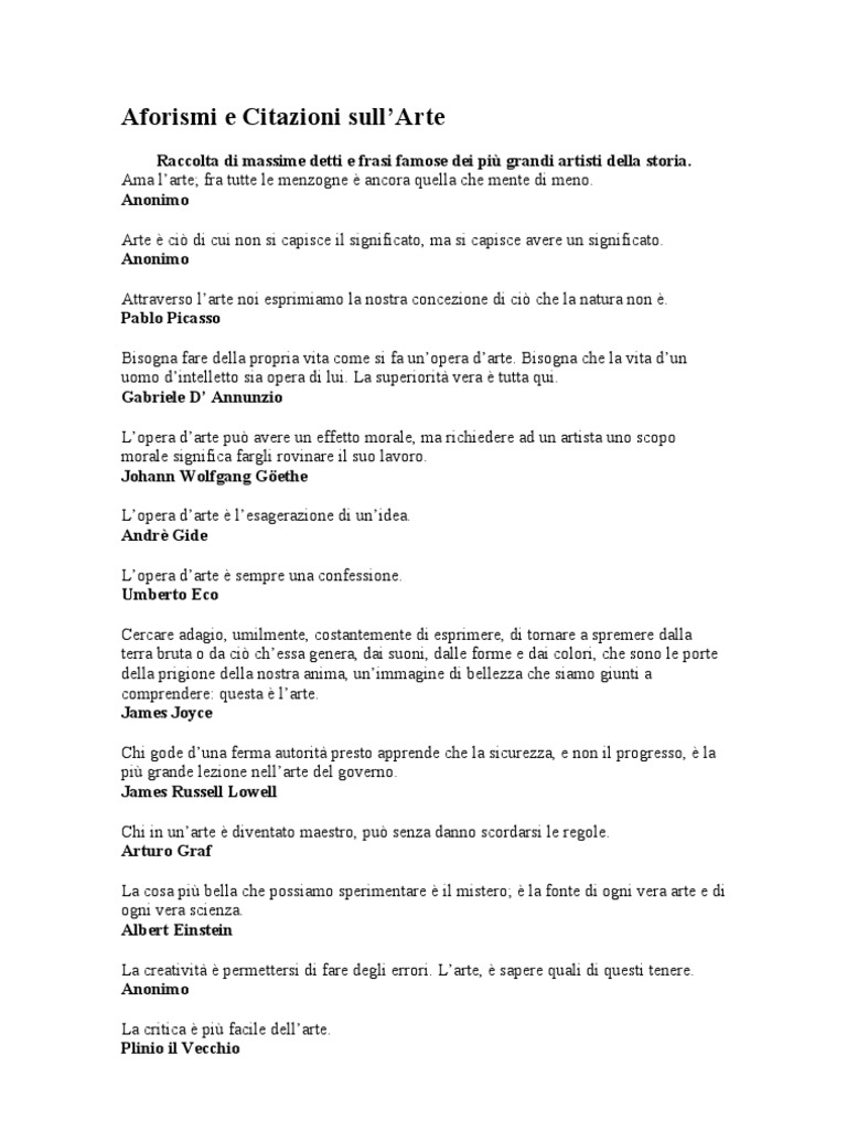Aforismi E Citazioni Sull Arte