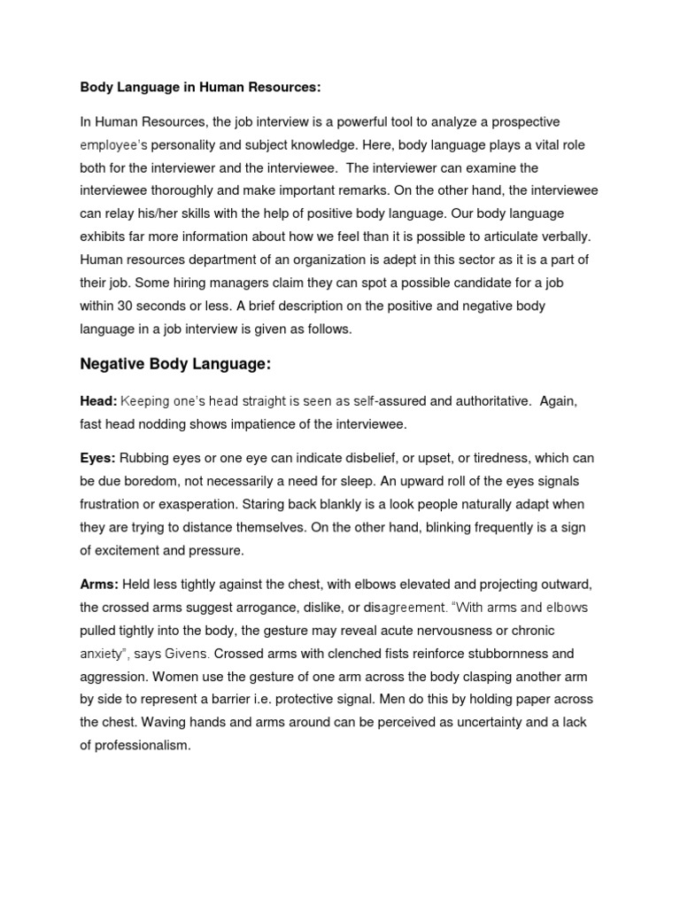 Body Language Tips for Job Interviews | PDF | Body Language | Job Interview