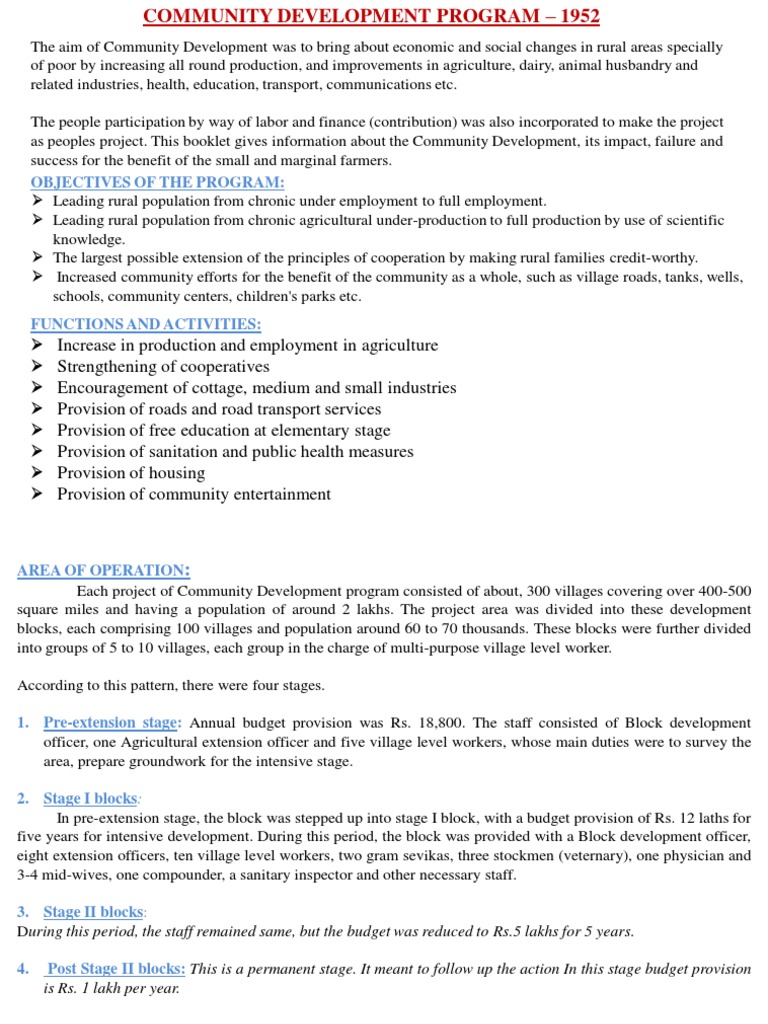 Community Development Programs in India | PDF | Economies | Agriculture