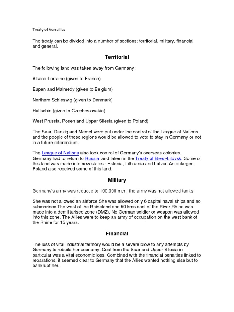 Treaty of Versailles | PDF | German Empire | Treaty Of Versailles