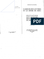 LECLERCQ Jean L Amour Des Lettres Et Le Desir de Dieu Initiation Aux Auteurs Monastiques Du Moyen Age Cerf Paris 1990