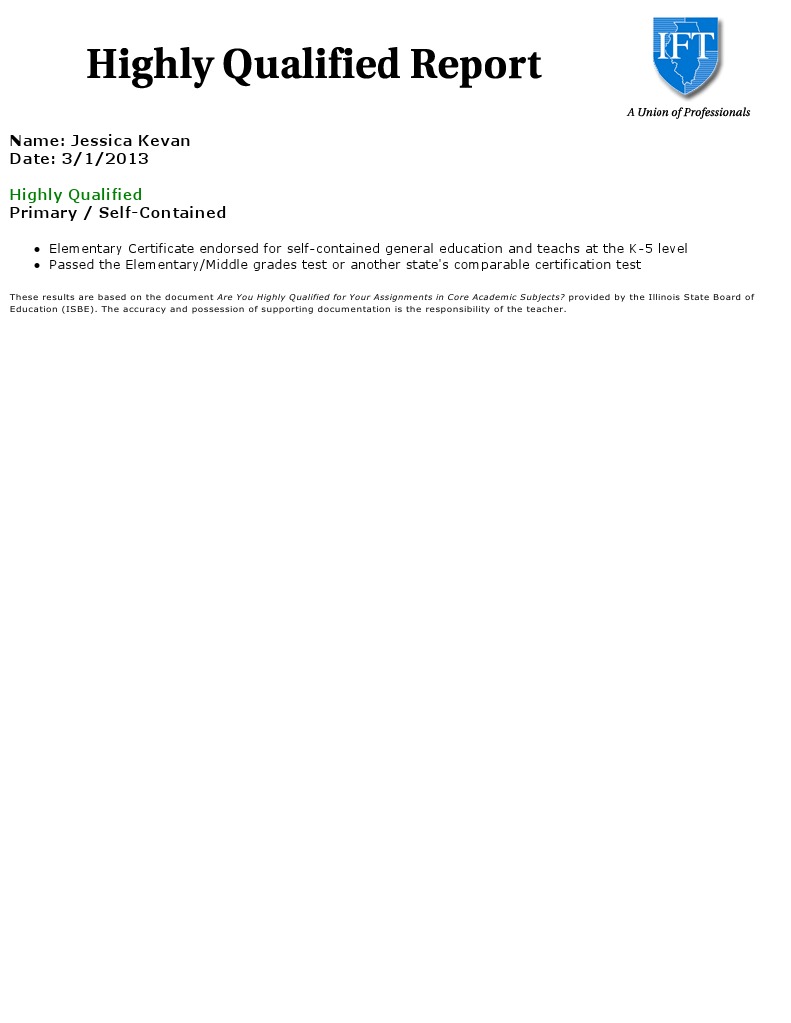 Ift Highly Qualified Report | PDF