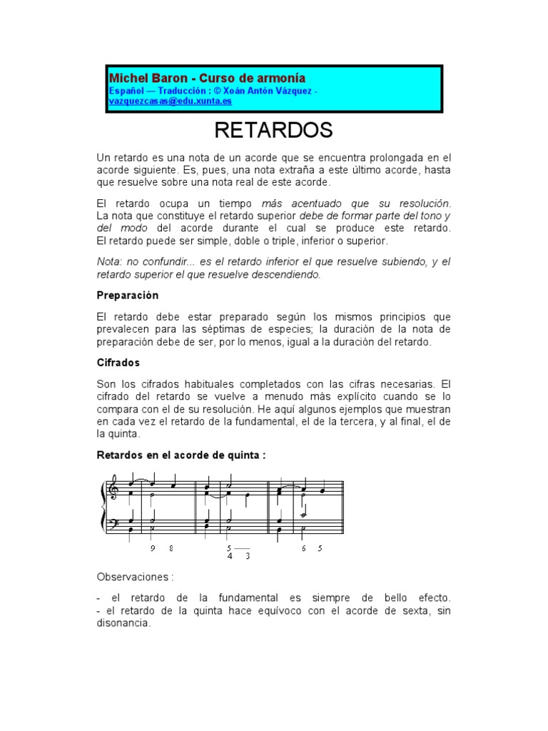 Retardo S | PDF | Acorde (Música) | Elementos de la música