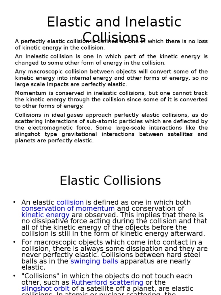 Elastic vs Inelastic Collisions Explained | PDF | Collision | Physical ...