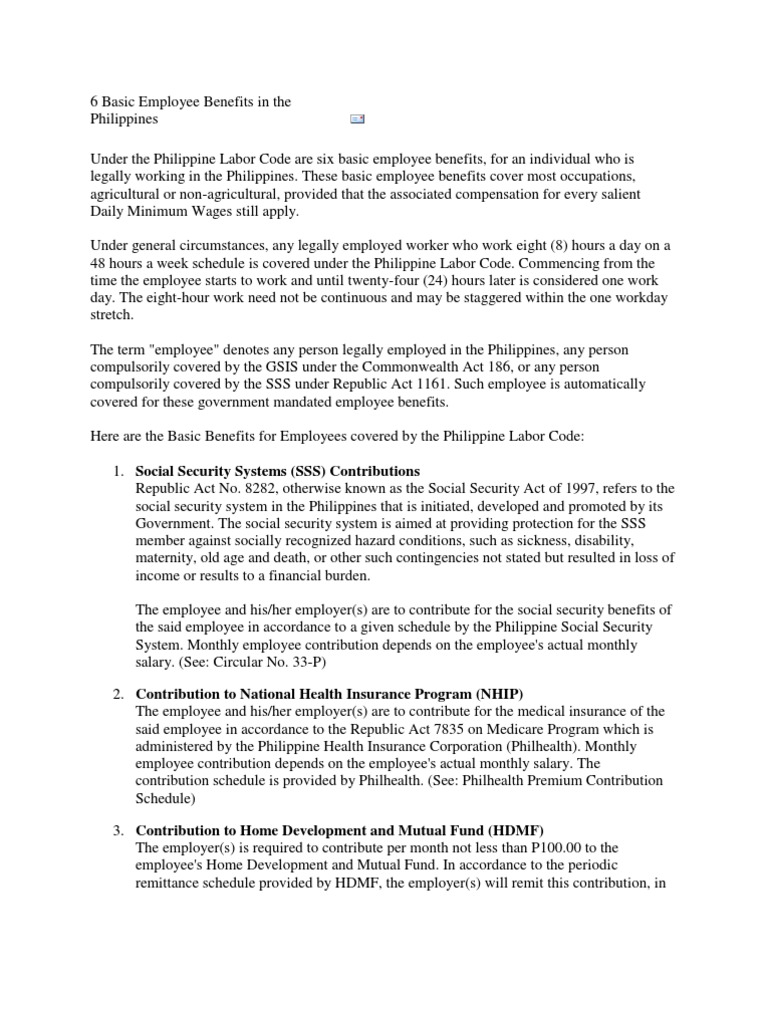 6 Basic Employee Benefits in the Philippines Employee Benefits Job