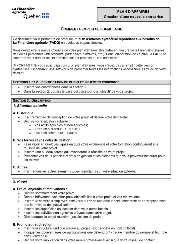 Un exemple de business plan du secteur des transports pdf image