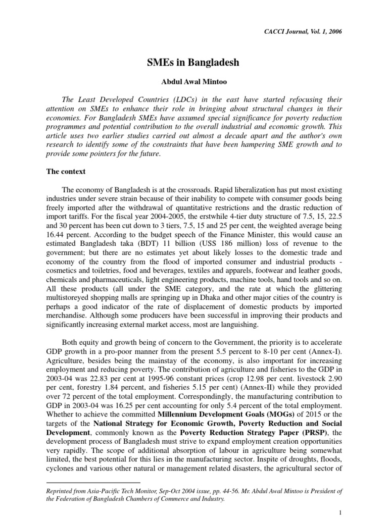 Challenges and Growth of SMEs in Bangladesh | PDF | Business | Social ...