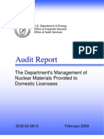 DoE Missing Nuclear Materials Report