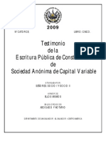 testimonio de escritura de constitución de sociedad anónima de capital variable