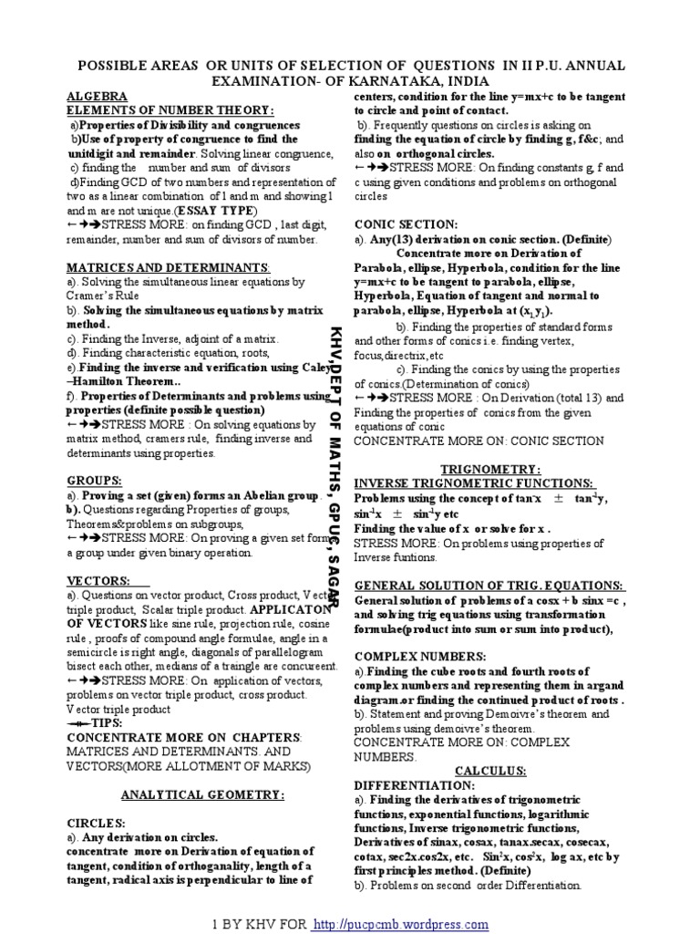 Most Likely Questions in Mathematics Khv2 | PDF | Ellipse | Group ...