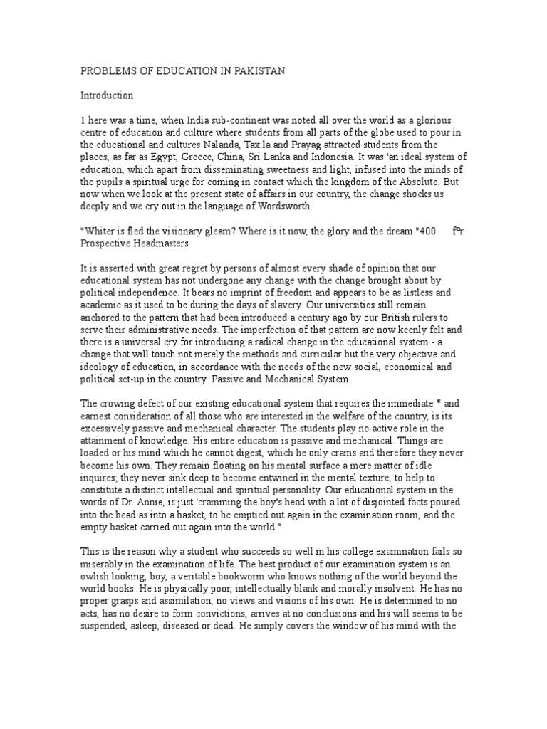 Education Challenges in Pakistan | PDF | Teachers | Mind
