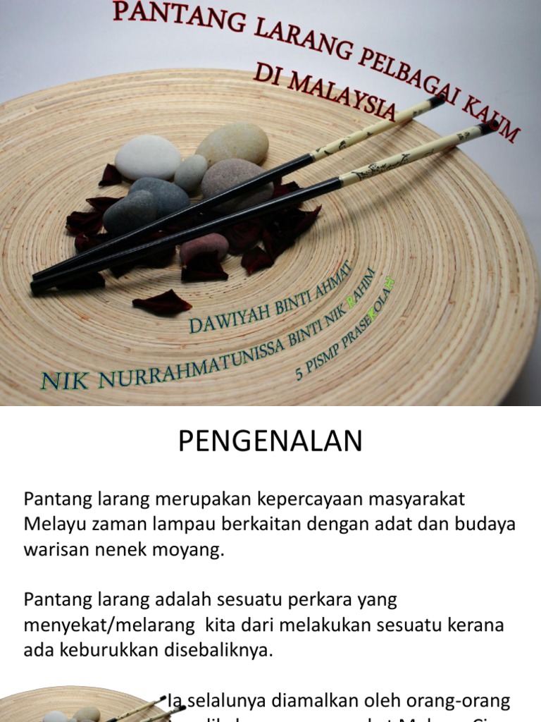 Pantang Larang Pelbagai Kaum Di Malaysia Kump 2 Pdf