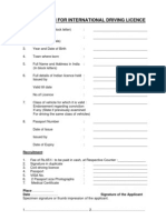 International Driving Licence Application Form