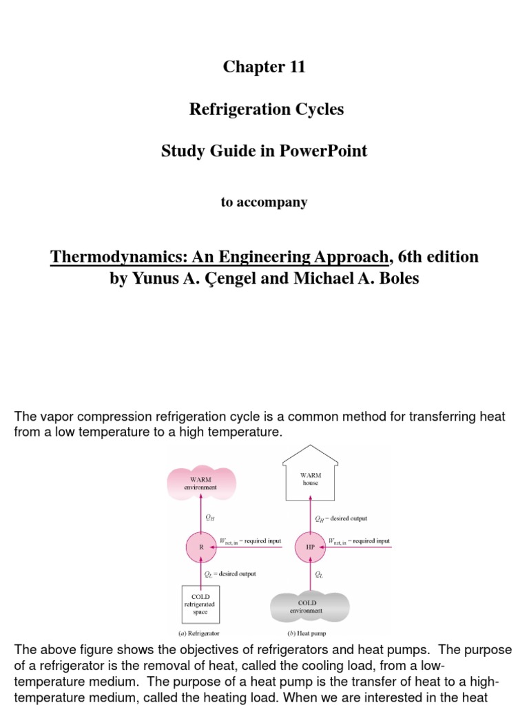 Chapter 11 Refrigeration Cycles PDF Heat Pump Refrigeration