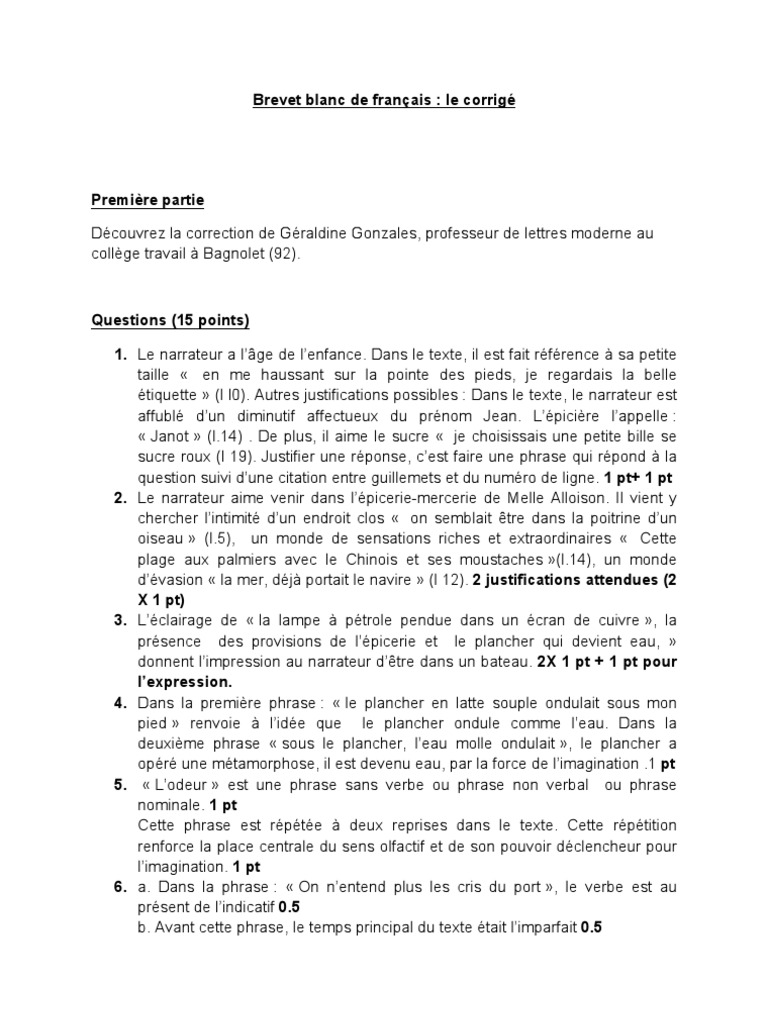 Sujet Et Corrigé Brevet Français Pdf 2022 Brevet Corrige Sujet Français | PDF | Rêve | Phrase