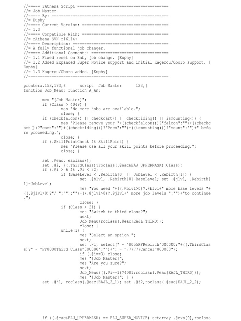 Super Novice Job Change Script | PDF | Computing | Software
