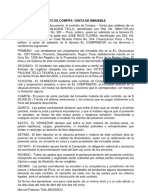 Modelo de Contrato de Compra Inmueble | PDF | Pagos | Propiedad