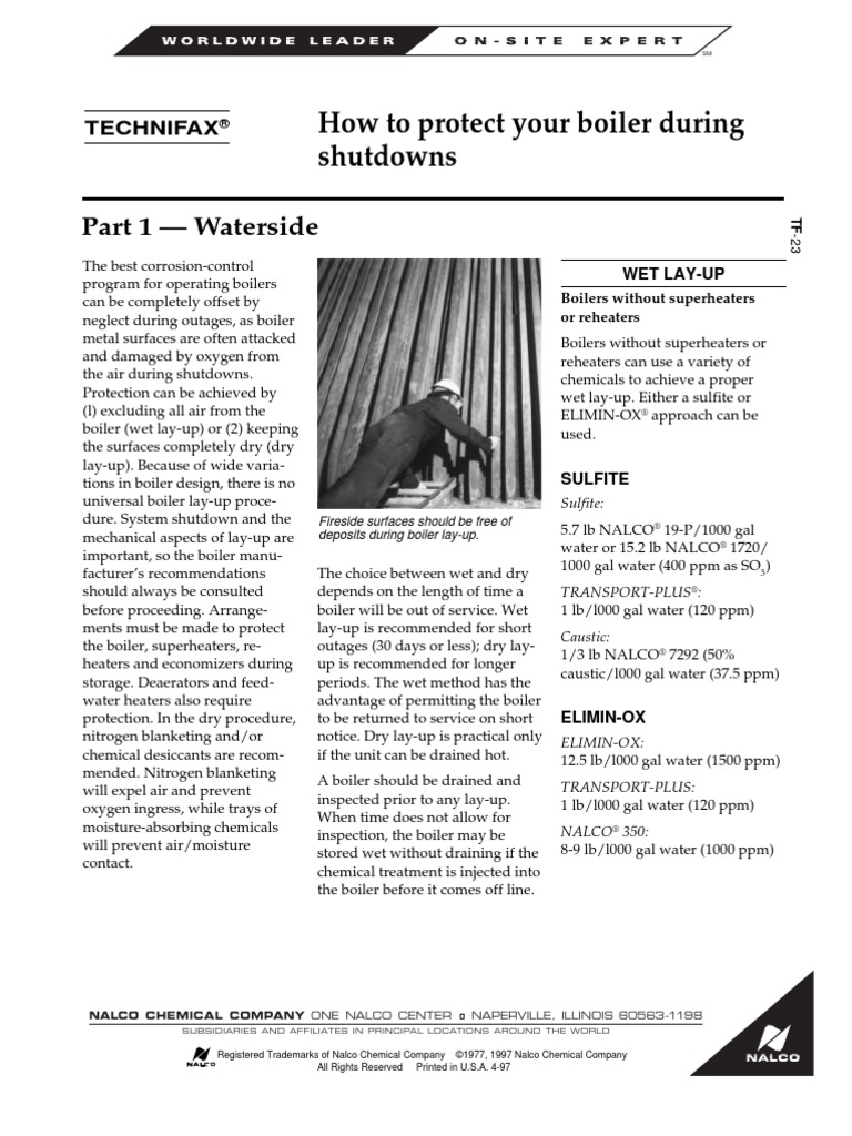 Boiler Preservation Nalco PDF Corrosion Boiler