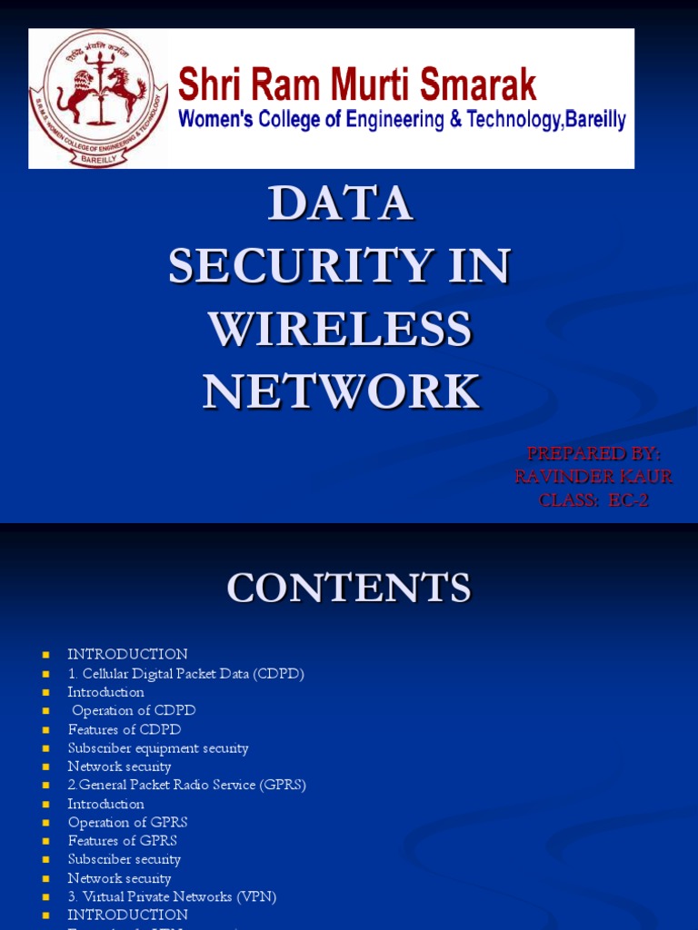 Data Security in Wireless Networks | PDF | Virtual Private Network ...