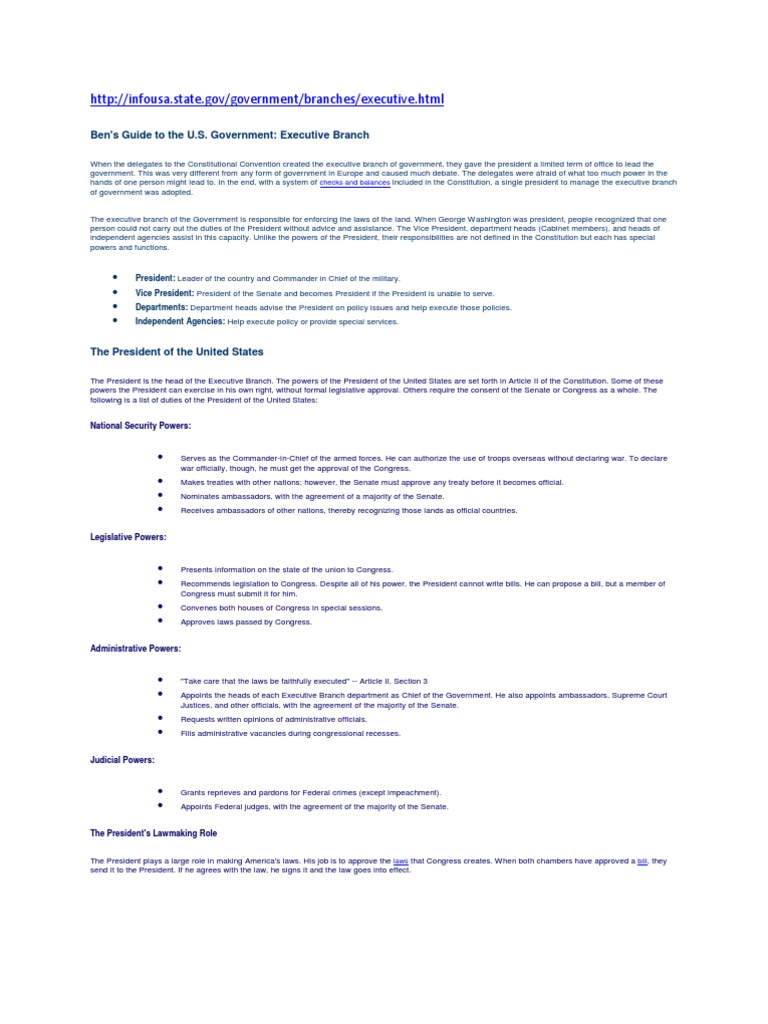 Presidential Powers & Functions PDF Presidents Of The