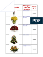 Tabela preços de flores
