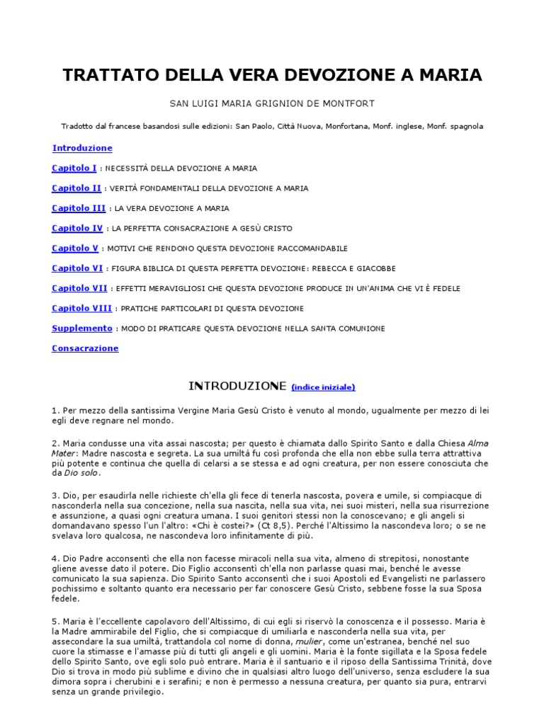 Trattato Della Vera Devozione A Maria Pdf