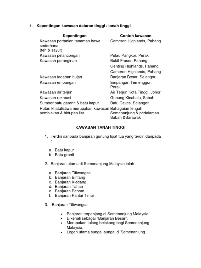 Kepentingan Kawasan Dataran Tinggi Pdf