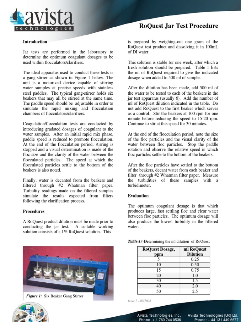 Jar Test Procedure PDF Unit Operations Chemistry