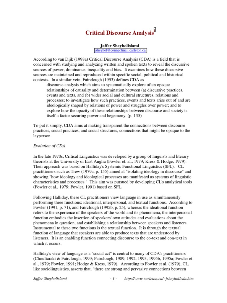 What Is CDA PDF Intertextuality Linguistics