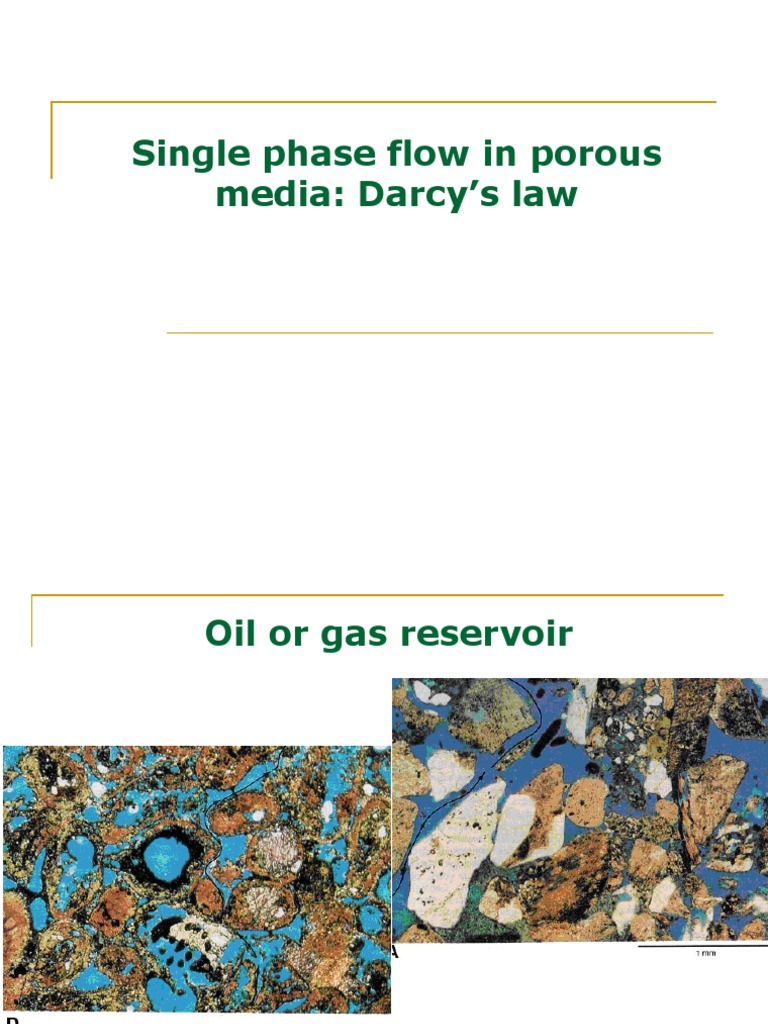 Single Phase Flow in Porous Media: Darcy's Law | PDF | Porosity ...