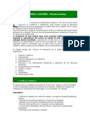 Modelo Deming | PDF | Calidad (comercial) | Planificación