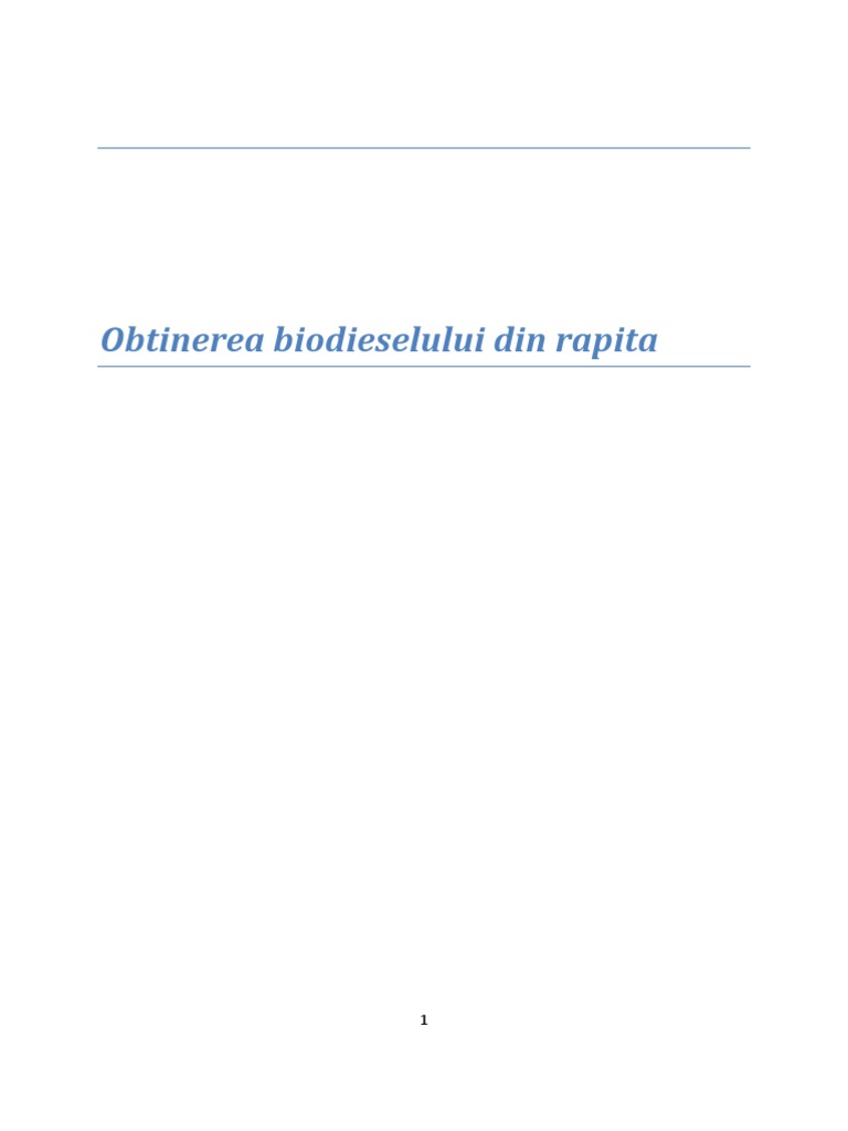 Obtinerea Biodieselului Din Rapita | PDF