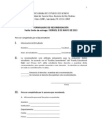 Formulario Recomendacion para El PREH 2013