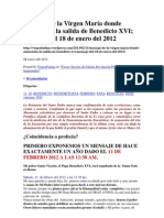 Mensaje de La Virgen Mar+¡a Donde Anunciaba La Salida de Benedicto XVI