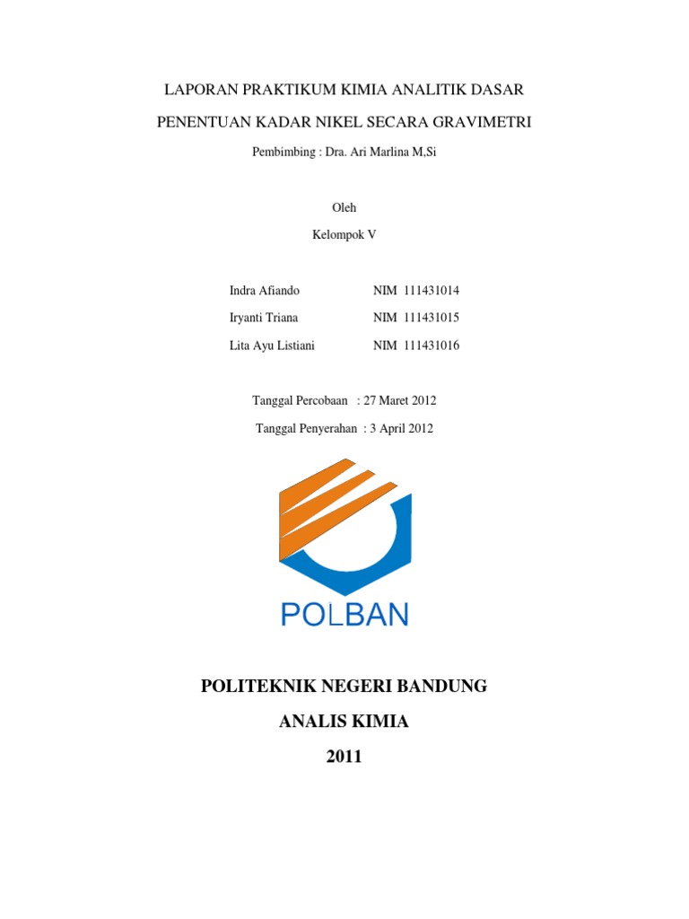 Laporan Praktikum Gravimetri Nikel
