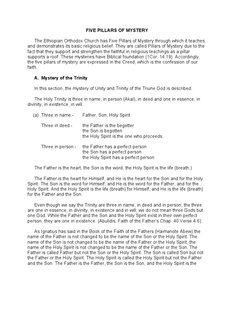 Ethiopian Five Pillars Of Mystery Mary Mother Of Jesus - 