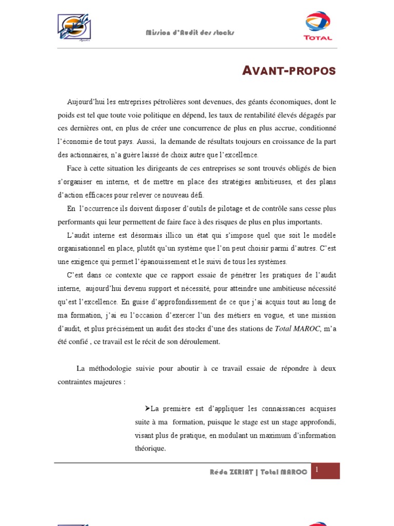 Rapport Du Stage  Audit interne  Audit
