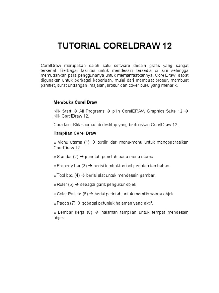Tutorial Coreldraw 12 | PDF | Metode & Bahan Ajar