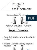 Witricity OR Wireless Electricity: Kerala University, India