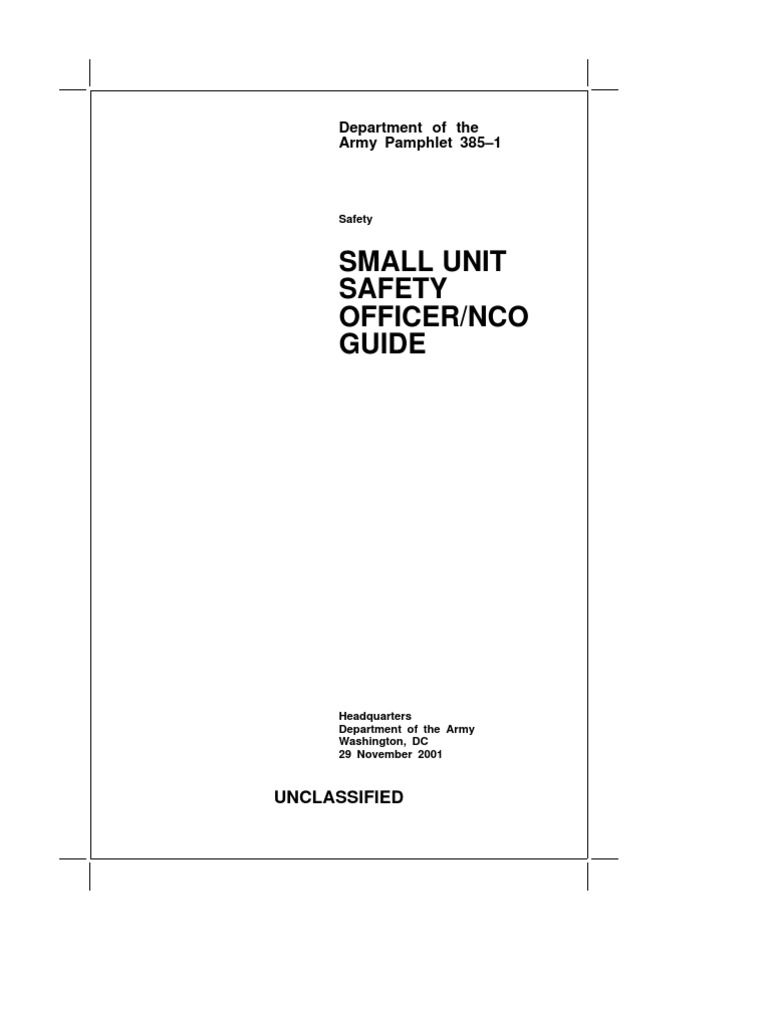 Da Pam 3851 Small Unit Safety Officer Guide PDF Risk