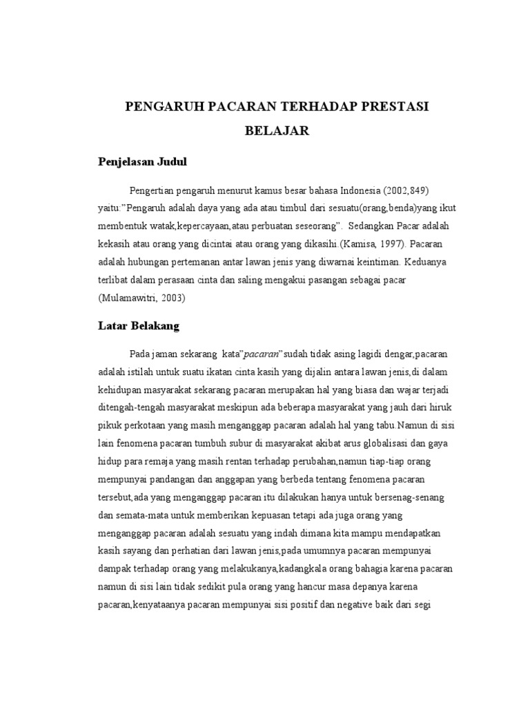 Dampak Pacaran pada Prestasi Remaja | PDF