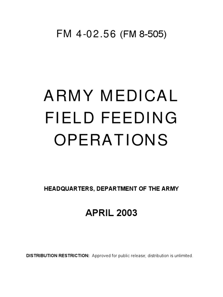 fm 402 army medical field feeding Dietitian Nutrition