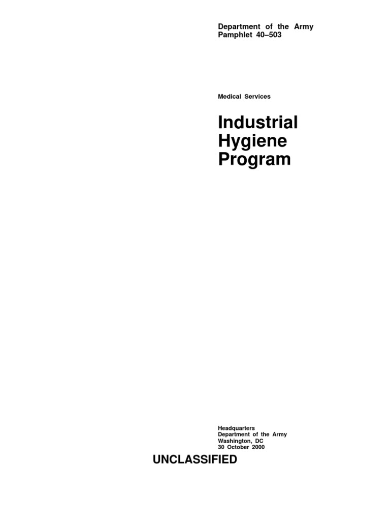 Da Pam 40503 Industrial Hygiene Program PDF Occupational Hygiene Occupational Safety