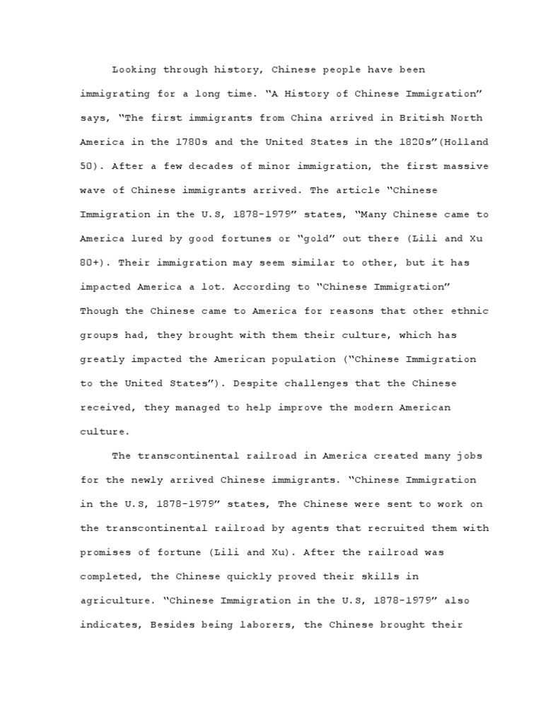 History of Chinese Immigration to America | PDF | Immigration | Chinese ...